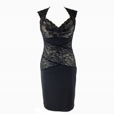 EPISODE Black Lace Bodycon Dress UK8