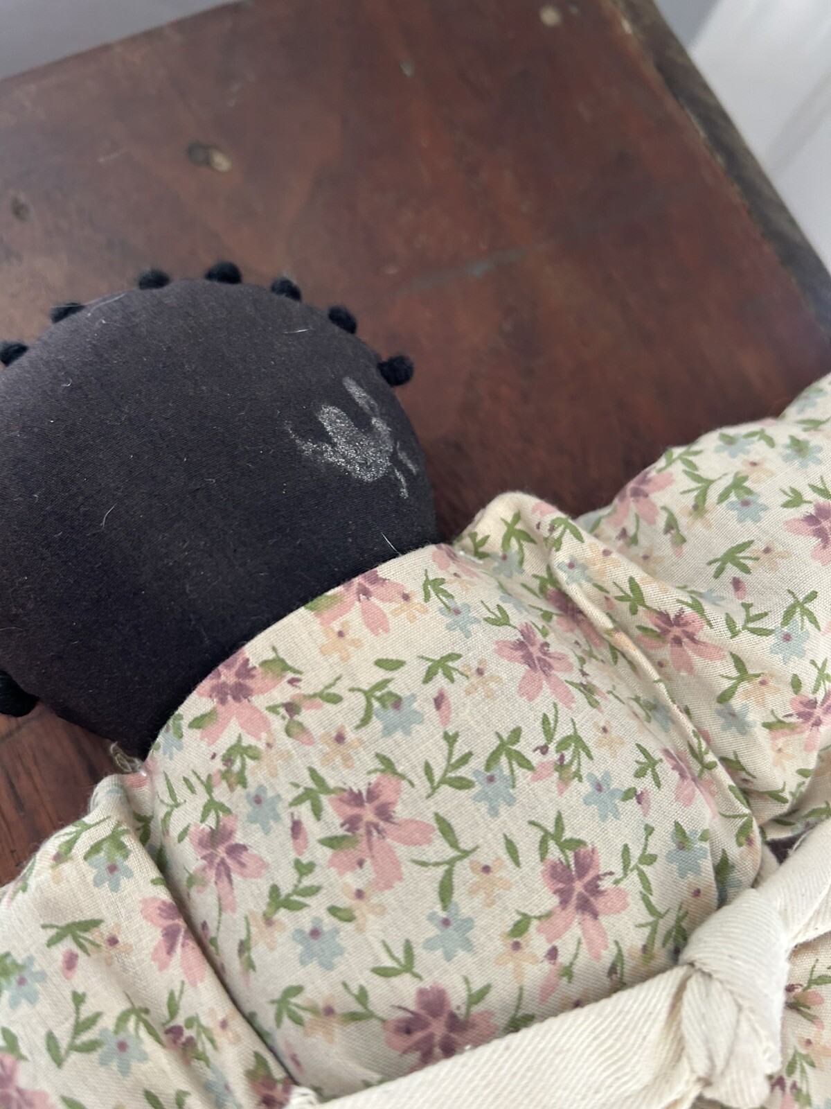 Vintage Handmade African American Black Cloth Doll With Apron