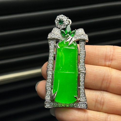 Natural Green Jade A Jadeite Dragon Phoenix Amulet Pendant - Heart Shape, White & Green (Pair)
