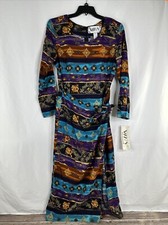 Vintage Wyllis New York & Co Maxi Dress Size 12 BOHO Side Slit DEADSTOCK New