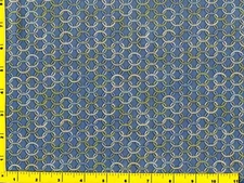 Blue & Gray Interlocking Circles on Blue Quilting & Sewing Fabric by Yard  #237