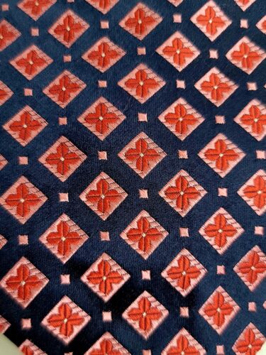 Jones New York 100% Silk Men’s Neck Tie Navy Orange Flower Geometric
