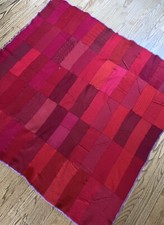 CRISPINA FRANZÖSISCHE HANDARBEIT WOLLE genäht rot lila grün Borte DECKE ÜBERWURF Upcycle