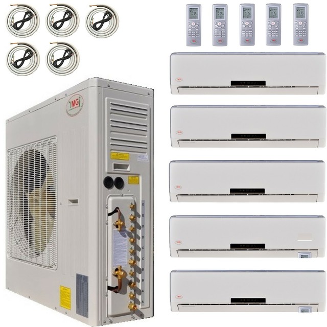 YMGI Mini Split Air Conditioner Heat Pump Multi 5 Zone 9K 9K 12K 12K