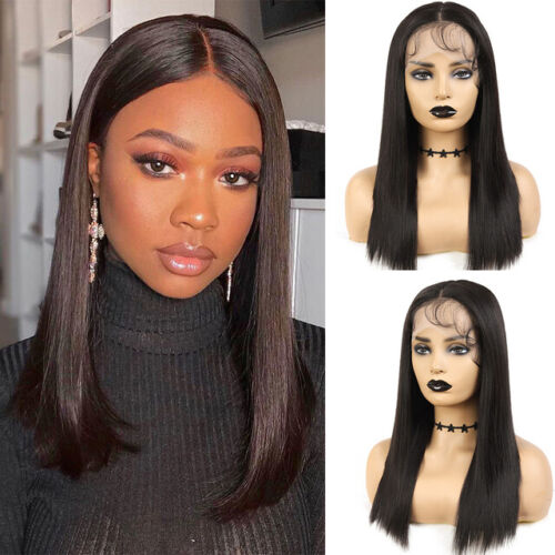 Long Straight Synthetic Wigs With Baby Hair Natural Brown Middle Part Lace  Wigs | eBay