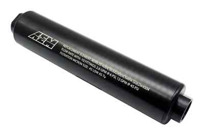 AEM 25-201BK Universal High Volume Fuel Filter -10AN Inlet / Outlet