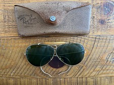 Vintage Ray Ban Bausch  Lomb Green Shooters Aviators 12k Gold Plate 1950's
