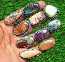 Offer Jasper & Mix Gemstone 925 Sterling Silver Plated Handmade 25 PCs Rings Lot