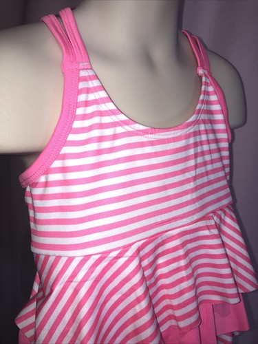 New with Tag Bobbie Brooks 2 PC S (6/6X) Pink Stripe Swimsuit Bikini BB12 - Picture 2 of 12