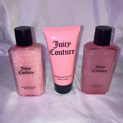 Juicy Couture Wild Berry Jasmine Bath & Body Set 3 Piece Set New