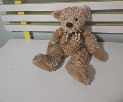 Elliott Bear - Russ Berrie Plush 33cm Brown Teddy Soft Stuffed Toy Bow ...