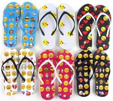 New Black, Pink, White and Blue Emoji Flipflops