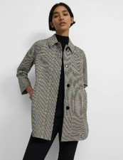 Theory Wool Blend Slim Car Coat Multi Womens Size Large Ref Cl9