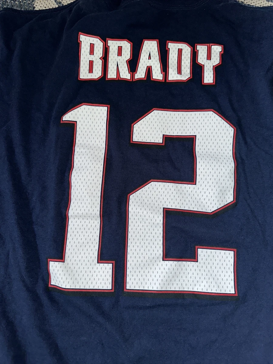 Vtg Majestic Brady New England Patriots T Shirt Football Blue XL | eBay