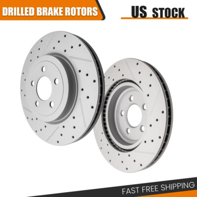 Front Drilled Brake Rotors Pair 2 for Dodge Challenger 2006-2020 Charger