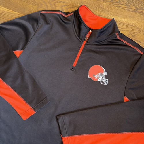 Cleveland Browns NFL Team Herren Large Pullover 1/4 Viertel Reißverschluss Fleece Helm EUC