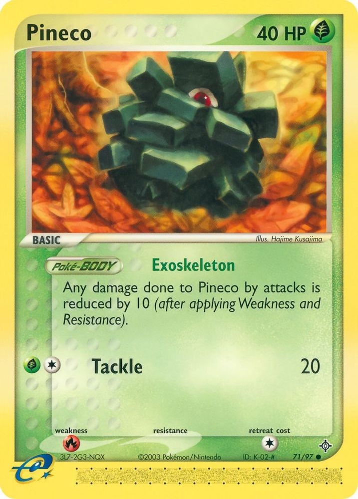 2003 Pokemon: EX Dragon - Pineco (#71/97, Common, Heavily Played)