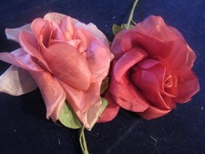 Vintage Millinery Flower Collection Lot Pink Red Silk 5" Roses H5698