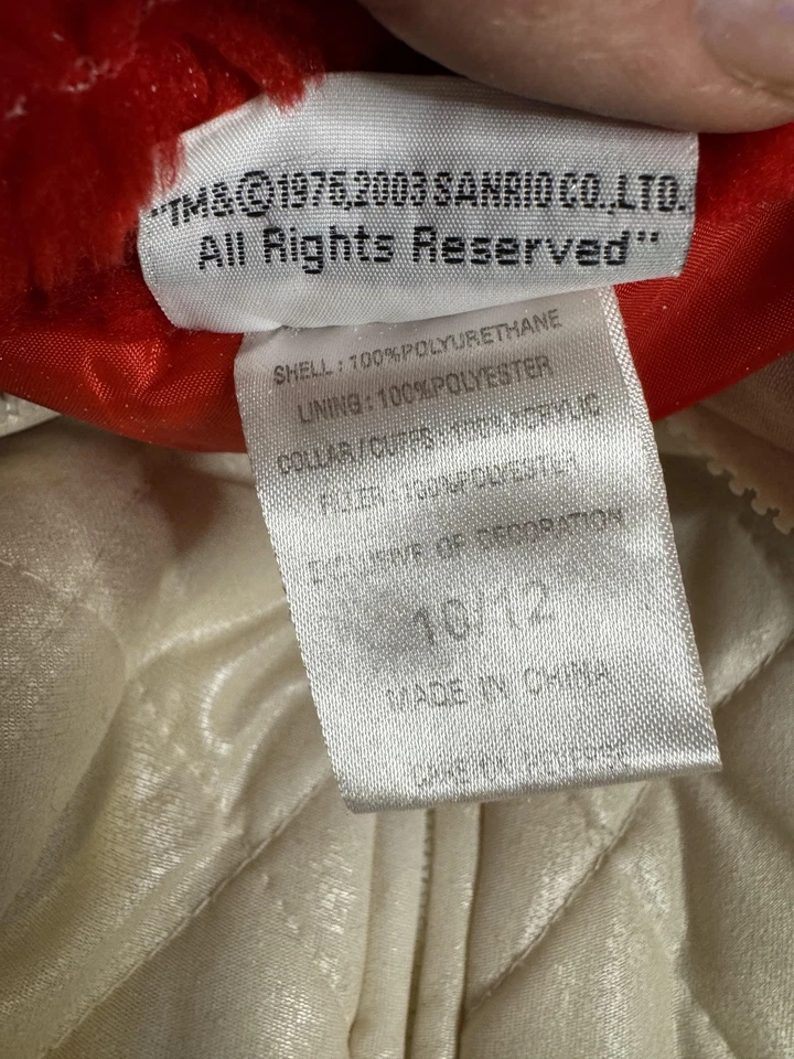 Linda Chaqueta Sanrio Hello Kitty Niñas 10/12 Acolchada Imitación Piel Bolsillo Años 2000 Foto 4 de 4