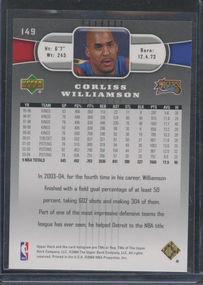 Corliss Williamson 2004 cubierta superior #149 088/100 Foto 2 de 2