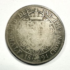 1894 Silver Half Crown Queen Victoria Old Head – Fine Condition - Free P&P