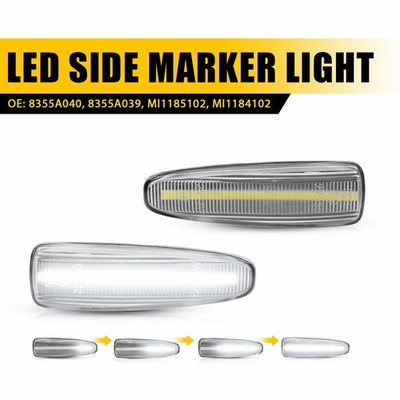 2X LH&RH Sequential White LED Side Marker Light Fit 2014-2020 Mitsubishi Mirage