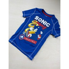 Sonic the Hedgehog Jumping Beans Boys Blue Rashguard Swim Shirt Size 6 Active