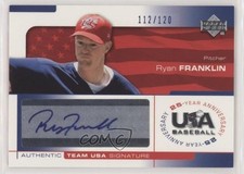 2004 USA Baseball 25-Year Anniversary Signatures Blue Ink Ryan Franklin Auto i4v