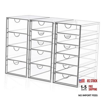 Acrylic 3 Pack Desk Organizers and Accessories, Makeup Organizer 15 Drawers