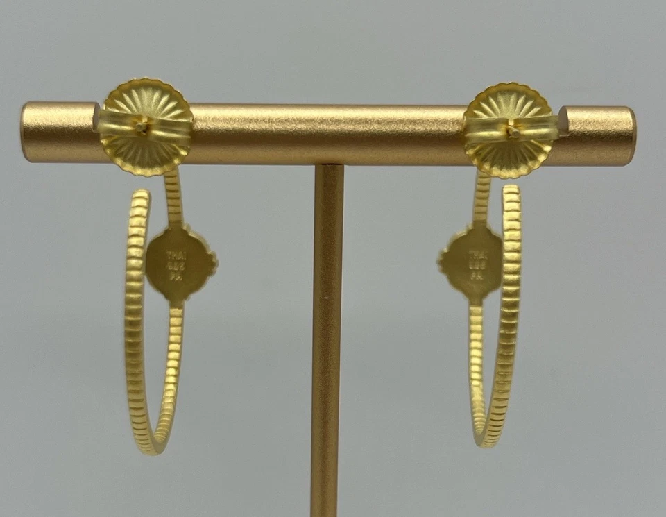 Pendientes de aro de amazonita Freida Rothman de oro de 14 k sobre plata de ley Foto 4 de 4