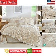 All-Season Beige King Comforter Set - Luxurious 7 Piece Bedding Collection