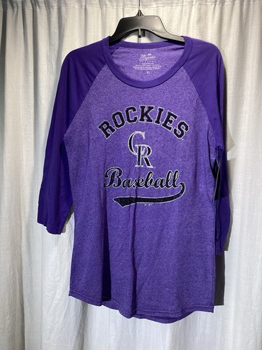 Colorado Rockies Majestic Threads Women’s Baseball Tee - Purple NWT - Picture 1 of 5