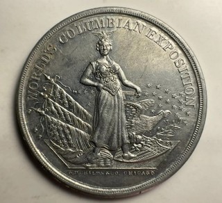 1893 World's Columbian Expo Souvenir Token Liberty/Ferris Wheel Eglit 537