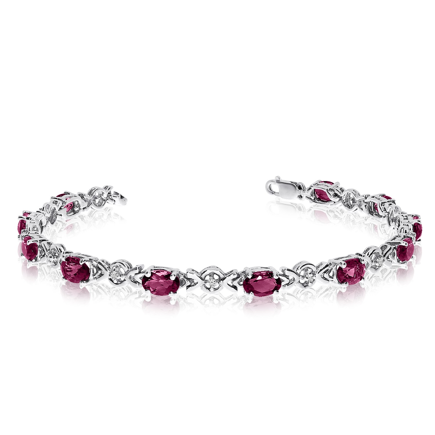 LXR 14K Weigold Oval Rubin und Diamant Armband 396 ct 842090₽