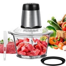 300W Electric Meat Grinder Blender 2L Glass Bowl 4 Blade Food Chopper 2 Speed UK