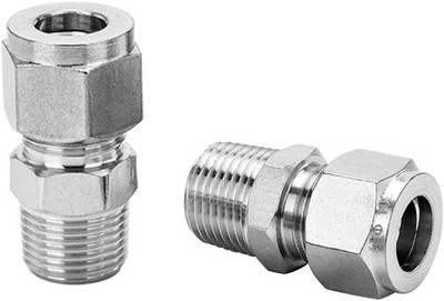 304 Stainless Steel Compression Fitting 1/4'' Tube OD 1/4 x 1/8 NPT, Copper 
