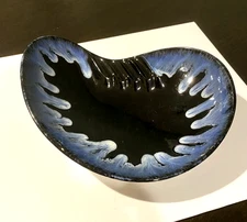 MCM Hand Painted Large Ashtray Ceramic H. McCrystal 1958 Atomic Navy White 10" W