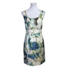 Banana Republic Womens Silk Blue Watercolor Sleeveless Floral Dress 6P Petite