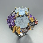 Carving unique ring Natural Aquamarine Ring 925 Sterling Silver Size 8 /R470889