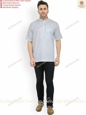 Mens Kurta Cotton Men Designer Ethnic Half Sleeve Kurta Plus Size Kurta S 7XL