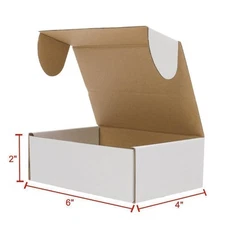 50 WHITE CORRUGATED MAILERS 6x4x2 Shipping Packing Box Mailer