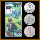 3 Coin Set, Russia 100 & 25 Rubles, 2018 FIFA World Cup Collect for Mexico 2026