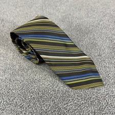 Bruno Piattelli Necktie Mens OS Black Blue Green Gold Striped Silk Made in USA