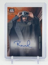 2025 Topps Star Wars Galaxy Riz Ahmed as Bodhi Rook Rebel Orange Autograph 3/25