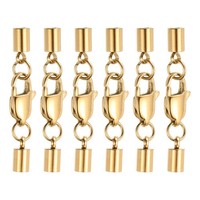 6Er-Set Leder-Endkappen FüR 3Mm Mit Hummerschloss, Gold