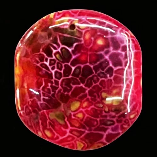 40x6mm Beautiful Red Dragon Veins Agate Pendant Bead L2264