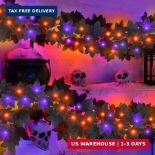 2 Pack Total 12 Ft Black Halloween Garland with Lights for Halloween Decor