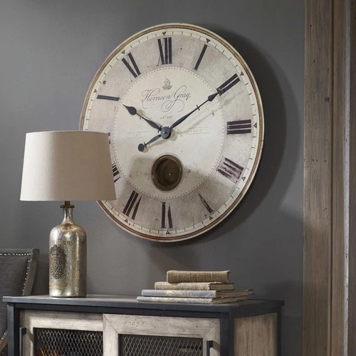 Uttermost 06033 Brass Harrison Gray 30"W Analog Wall Clock - Picture 1 of 4