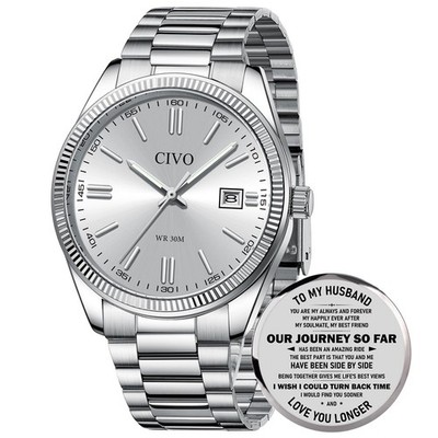 Stylish Analog Men's Watch - Easy-to-Read Date Display, Stainless Steel, Perfect