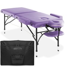OPEN BOX - Portable Massage Table-Tilt Backrest, Aluminum Legs Case - Lavender